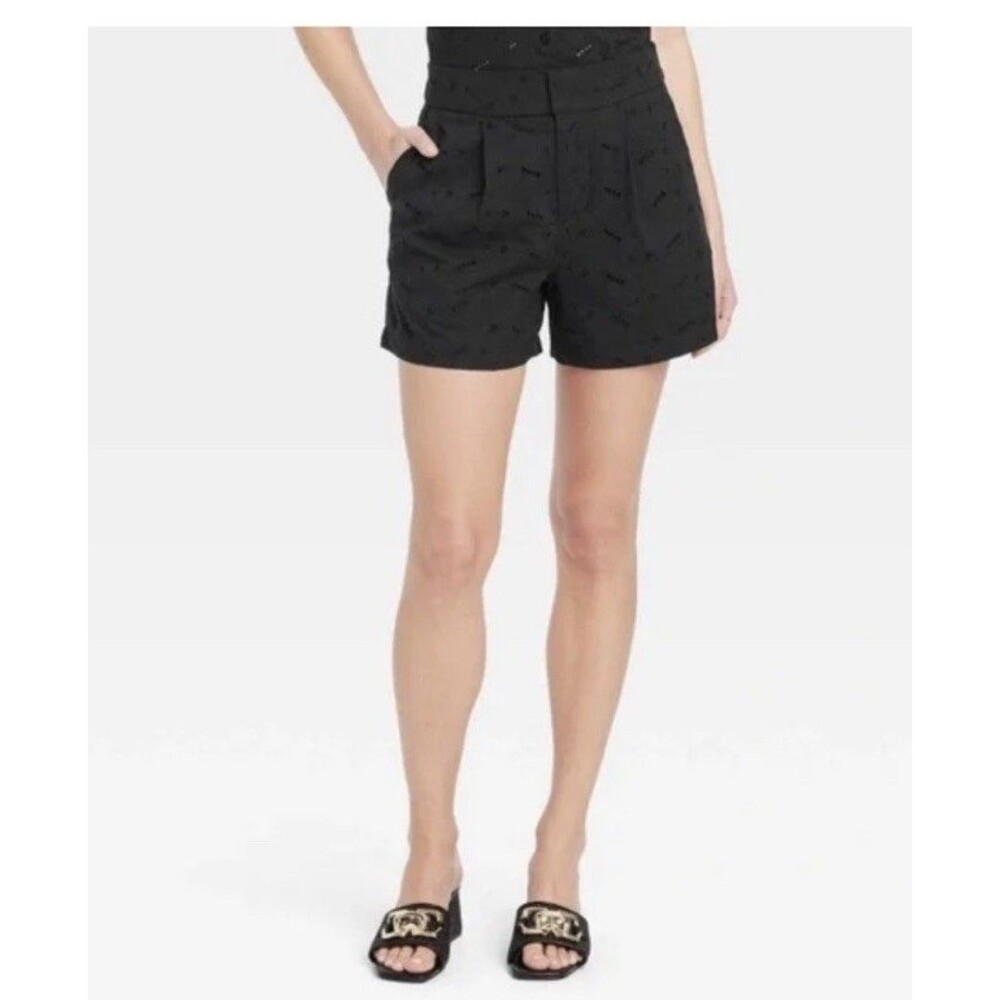 A New Day Women's Size 6 High Rise Eyelet Detail Shorts Black NWT So CUTE!!